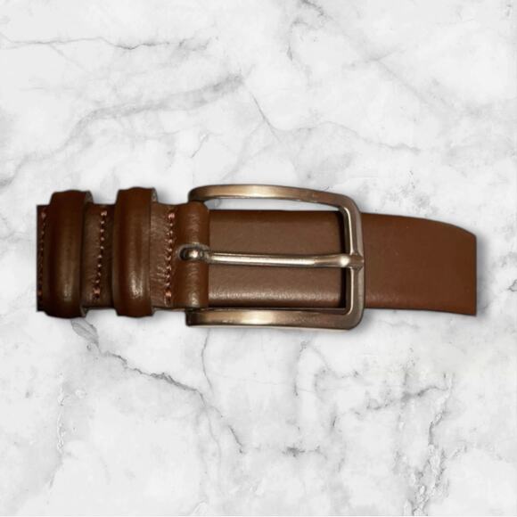 Men's Brown Leather Belt Size 42 Italian Made Massimo Dutti Work Casual Ware - Picture 2 of 4